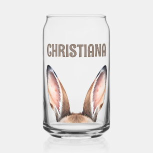 Personalized Rabbit Ears Cute Easter Bunny Can Glass