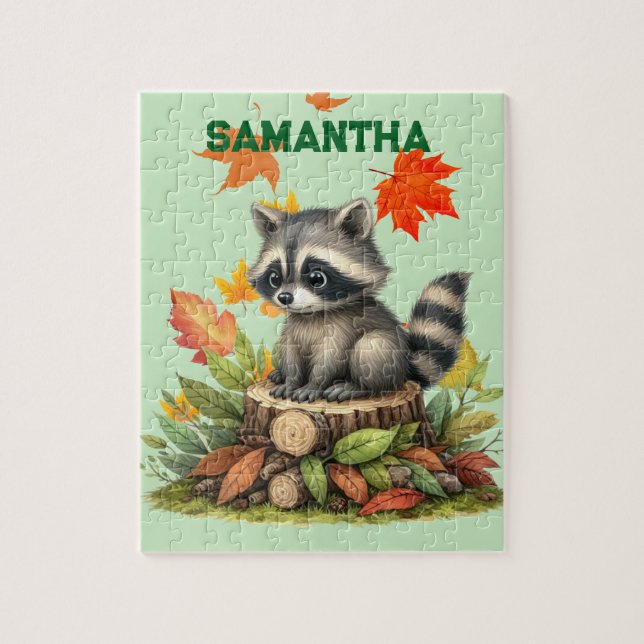 Personalized Raccoon Puzzle (Vertical)