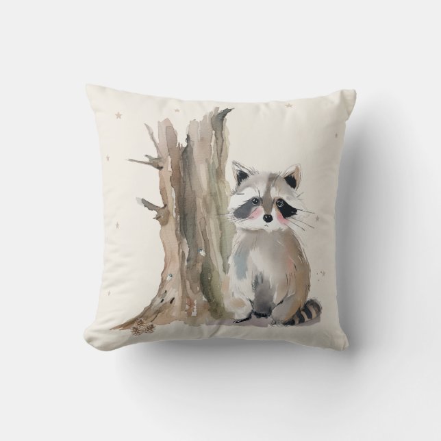 Personalized Raccoon Throw Pillow (Front)