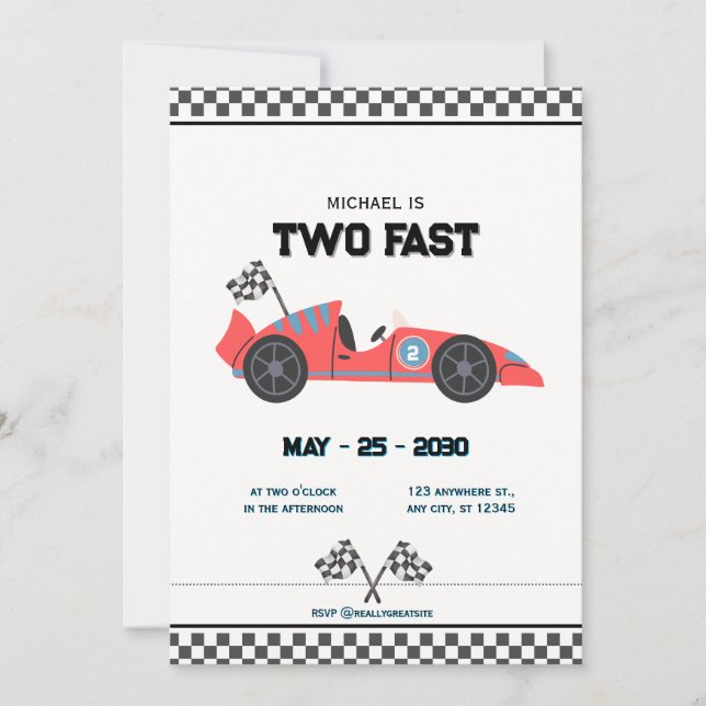 Personalized Race Car Birthday Invitation (Front)