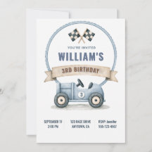 Personalized Race Car Birthday Invitation
