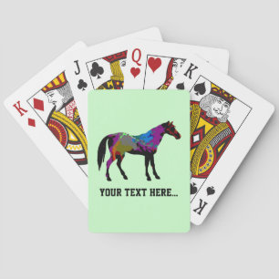 Personalized Race Horse Design On Mint Green Playing Cards