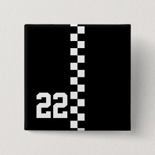 Personalized Racing Flag Black And White 2 Inch Square Button