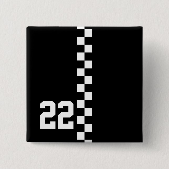 Personalized Racing Flag Black And White 2 Inch Square Button (Front)