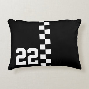 Personalized Racing Flag Black And White Accent Pillow