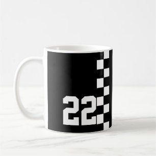 Personalized Racing Flag Black And White Coffee Mug