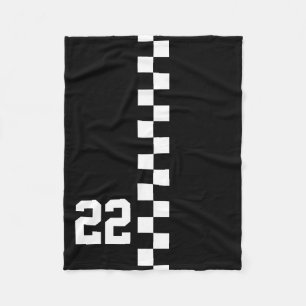Personalized Racing Flag Black And White Fleece Blanket