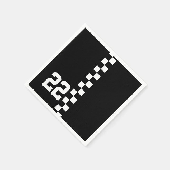 Personalized Racing Flag Black And White Napkin (Corner)