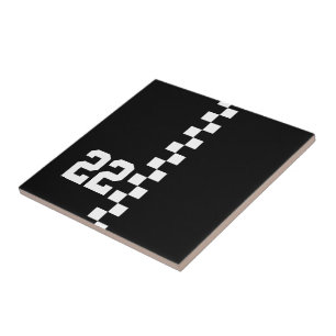 Personalized Racing Flag Black And White Tile