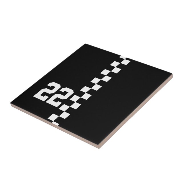 Personalized Racing Flag Black And White Tile (Side)