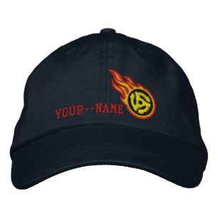 Personalized Racing Flames 45 Spacer Bullet Badge Embroidered Hat