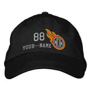 Personalized Racing Flames Bullet Number Name Plus Embroidered Hat