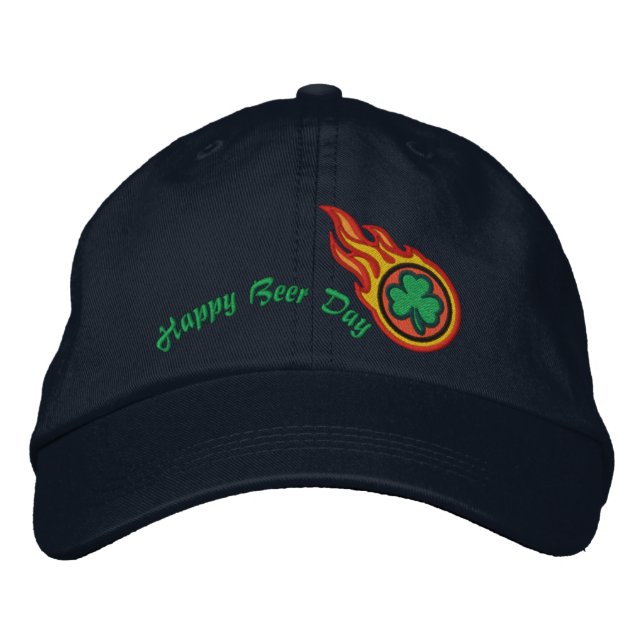 Personalized Racing Flames Irish Bullet Badge Embroidered Hat (Front)