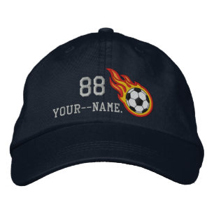 Personalized Racing Flames Soccer Bullet Badge Embroidered Hat