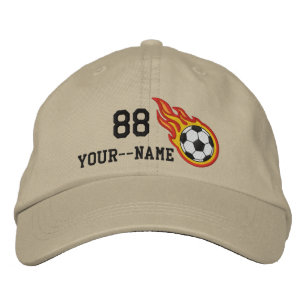 Personalized Racing Flames Soccer Bullet Badge Embroidered Hat