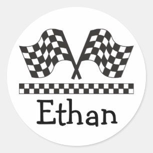 Personalized Racing Rally Flags Gift Classic Round Sticker