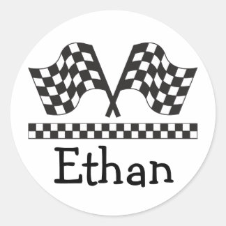 Personalized Racing Rally Flags Gift Classic Round Sticker