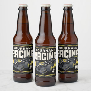 Personalized Racing Team Fast Race Car Driver  Beer Bottle Label