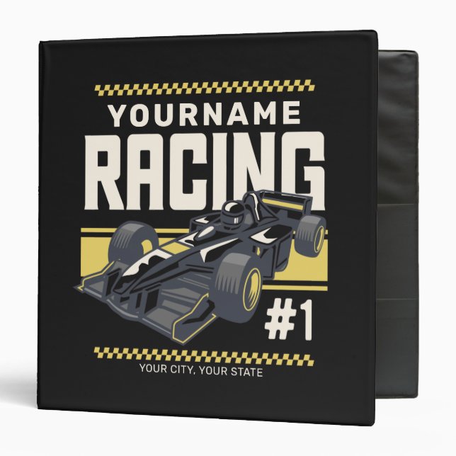 Personalized Racing Team Fast Race Car Driver  Binder (Front/Inside)