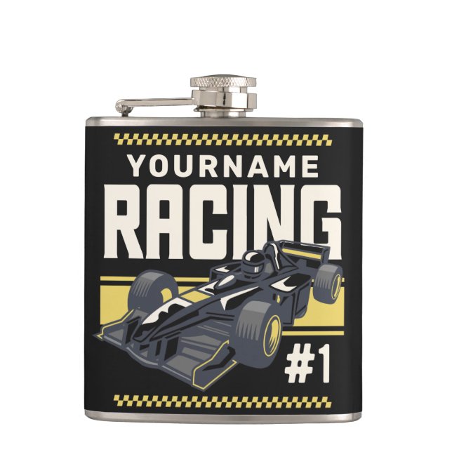 Personalized Racing Team Fast Race Car Driver  Hip Flask (Front)