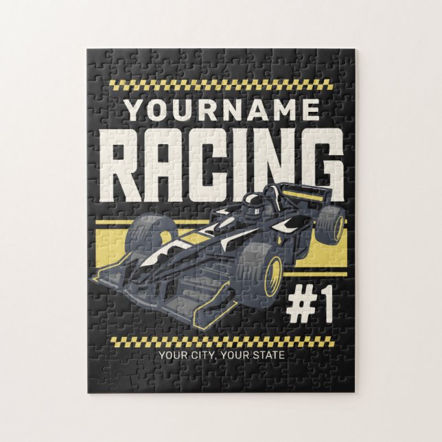 Personalized Racing Team Fast Race Car Driver  Jigsaw Puzzle (Vertical)