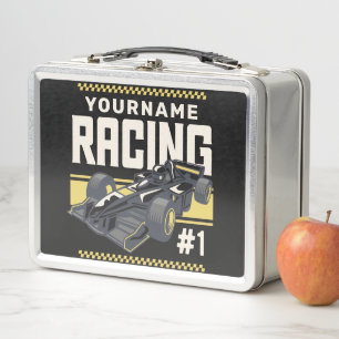 Personalized Racing Team Fast Race Car Driver Metal Lunch Box