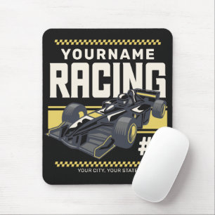 Personalized Racing Team Fast Race Car Driver Mouse Pad