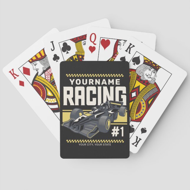 Personalized Racing Team Fast Race Car Driver  Playing Cards (Back)