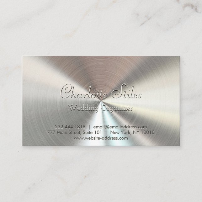 Personalized Radial Metallic Look - Chrome Business Card (Front)