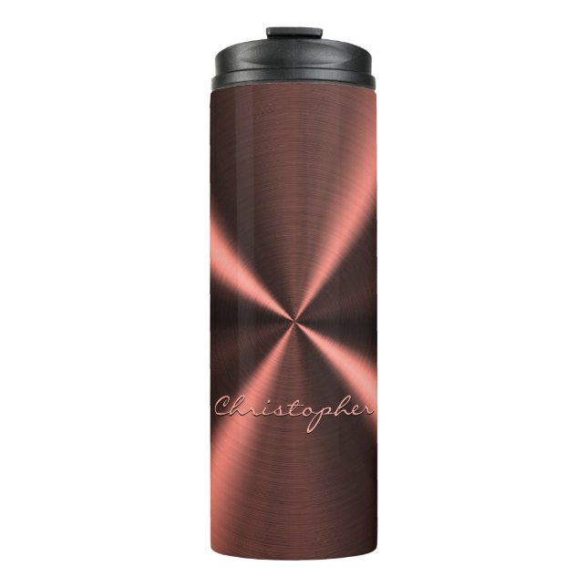 Personalized Radial Metallic Look - Copper Thermal Tumbler (Front)