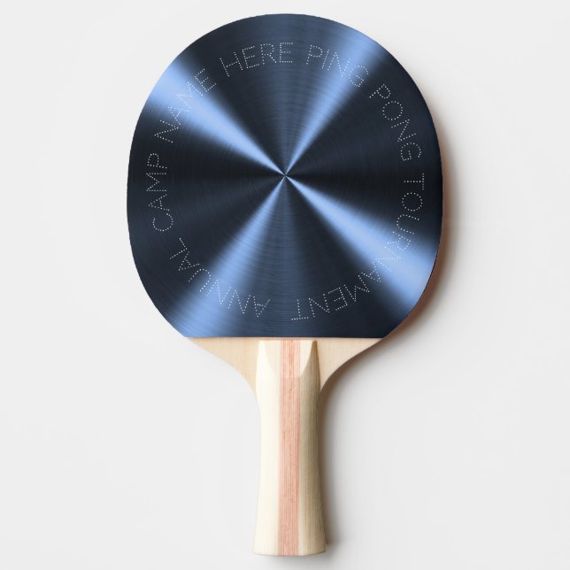 Personalized Radial Metallic Look - Dark Blue Ping Pong Paddle (Front)