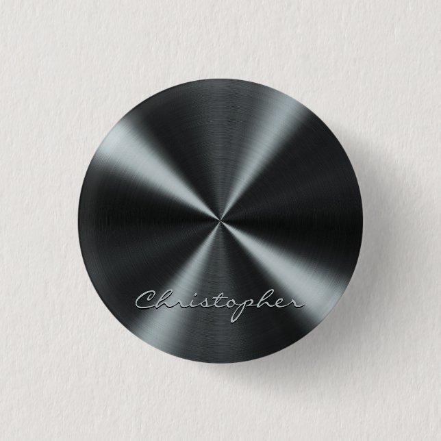 Personalized Radial Metallic Look - Dark Grey 1 Inch Round Button (Front)