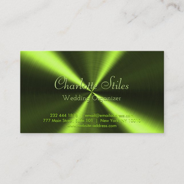 Personalized Radial Metallic Look - Green Business Card (Front)