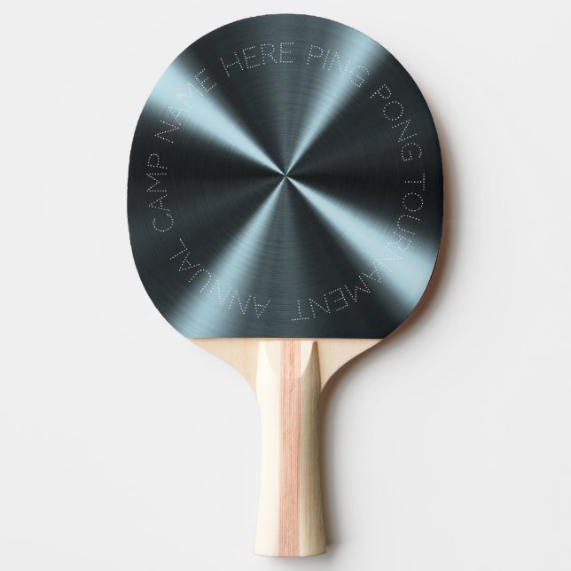 Personalized Radial Metallic Look - Light Blue Ping Pong Paddle (Front)