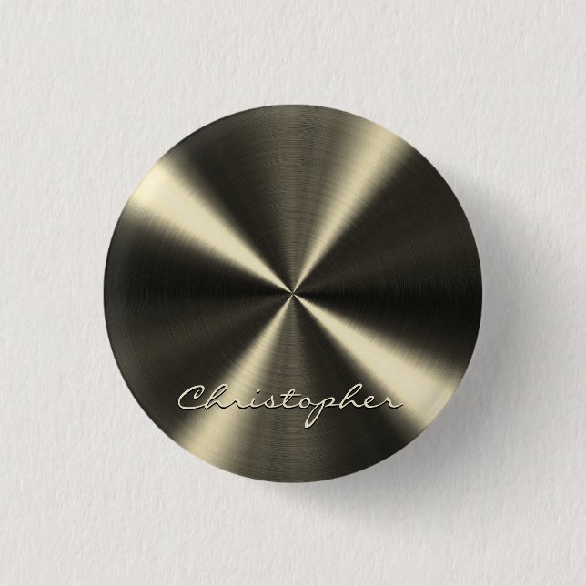 Personalized Radial Metallic Look - Light Yellow 1 Inch Round Button (Front)
