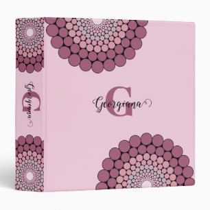 Personalized Radiant Dusky Rose Floral Dot Mandala Binder