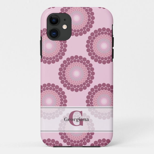 Personalized Radiant Dusky Rose Polka Dot Mandala Case-Mate iPhone Case (Back)