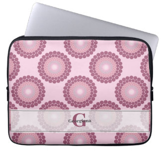 Personalized Radiant Dusky Rose Polka Dot Mandala Laptop Sleeve