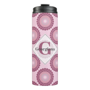 Personalized Radiant Dusky Rose Polka Dot Mandala Thermal Tumbler