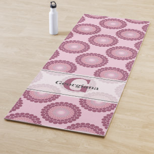 Personalized Radiant Dusky Rose Polka Dot Mandala Yoga Mat
