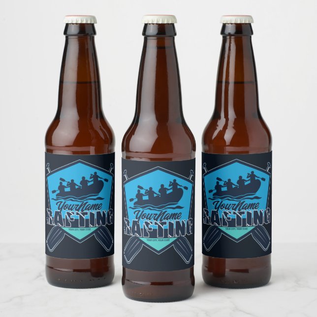 Personalized Rafting Whitewater River Adventure  Beer Bottle Label (Bottles)