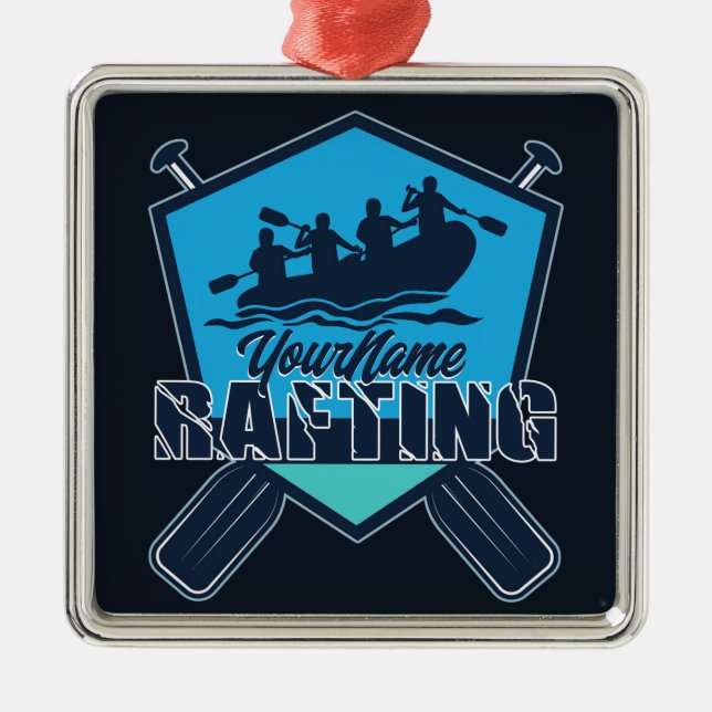 Personalized Rafting Whitewater River Adventure Metal Ornament (Front)