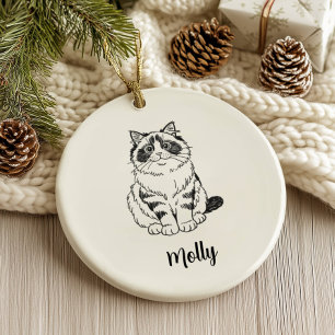 Personalized Ragdoll Cat Christmas Ceramic Ornament