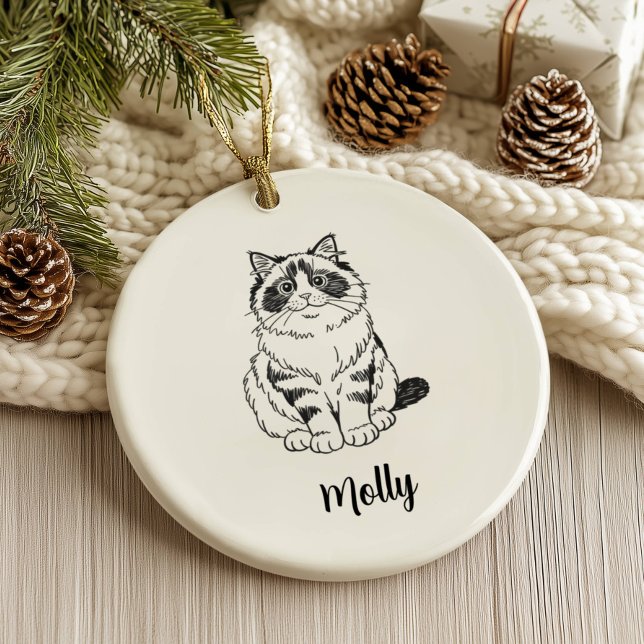 Personalized Ragdoll Cat Christmas Ceramic Ornament (Creator Uploaded)