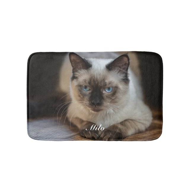 Personalized Ragdoll Cat Photo and Name Bath Mat (Front)