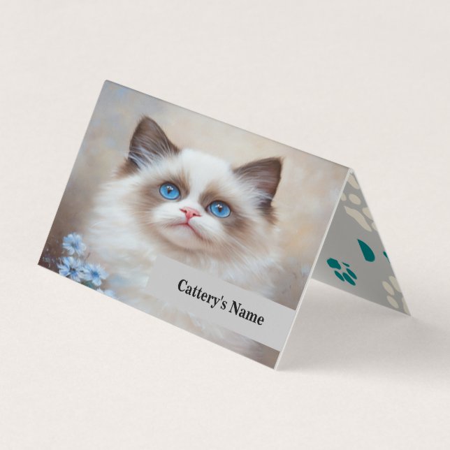 Personalized Ragdoll Cattery Folded Business Card  (Front)