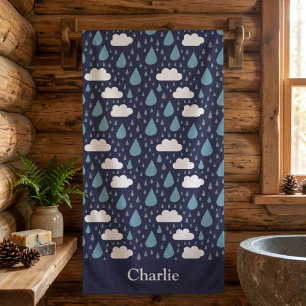 Personalized Rain and Clouds Beach Towel