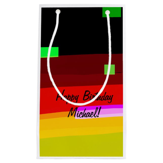 Personalized Rainbow Abstract Art Small Gift Bag (Front)