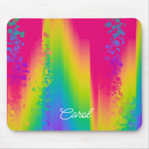 Personalized Rainbow Abstract Confetti Mouse Pad