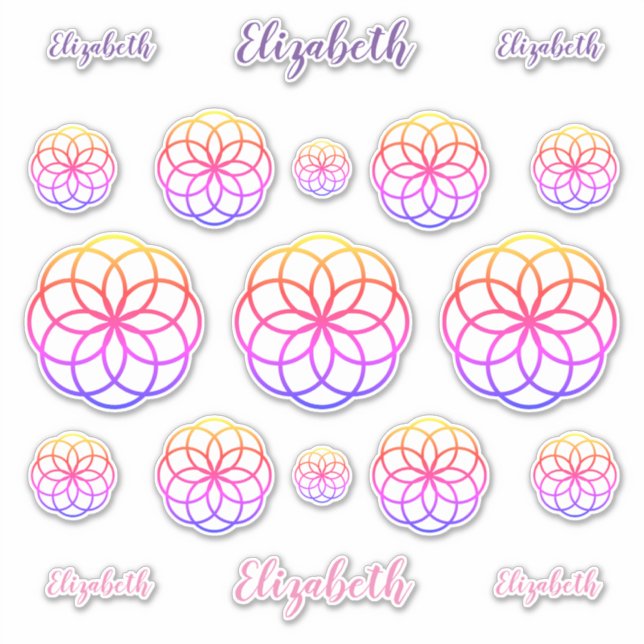 Personalized Rainbow Abstract Flower Vinyl (Front)